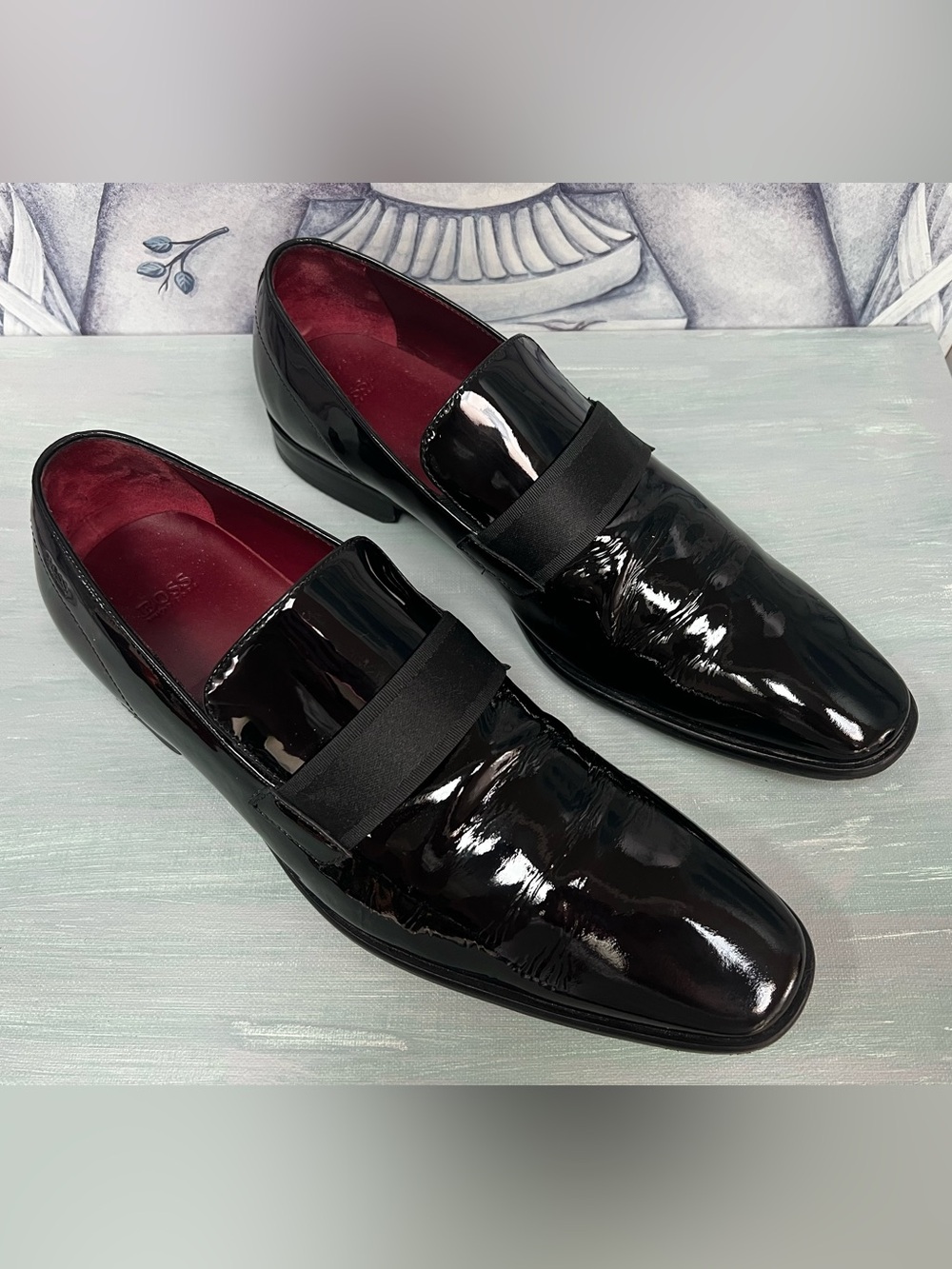 Hugo Boss Men's Black Patent Leather Dress Loafers